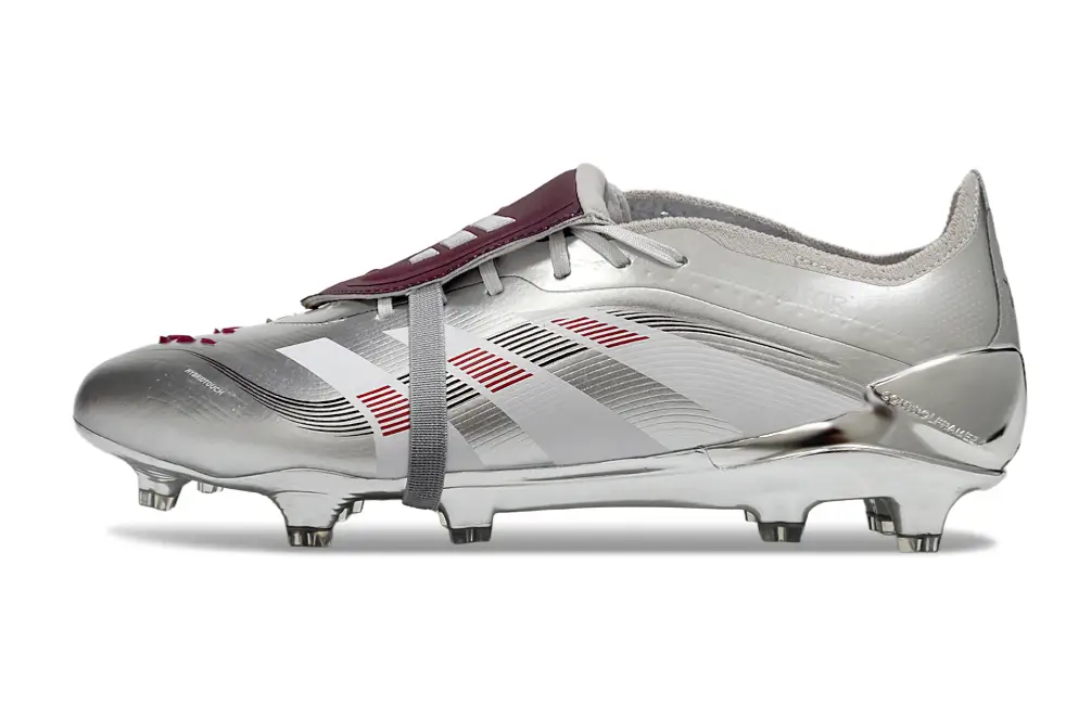 Adidas Predator Elite Fold-over Tongue FG JUDE BELLINGHAM Chrome Dream - Silver Metallic/Legacy Burgundy/Maroon Limited Edition